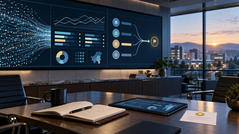Healthcare operations command room transforming complex quality data into a clear operational decision